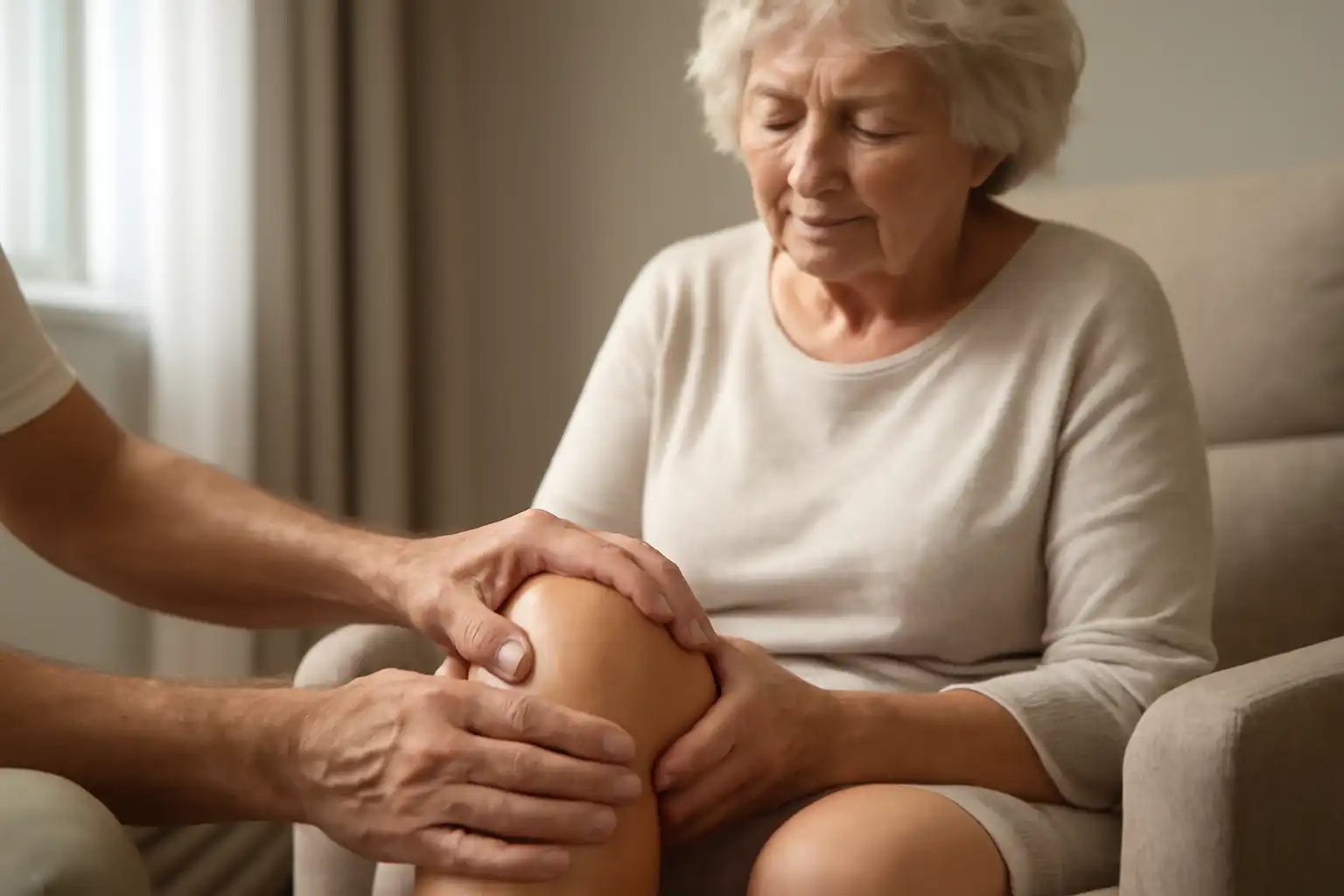 senior massage genou