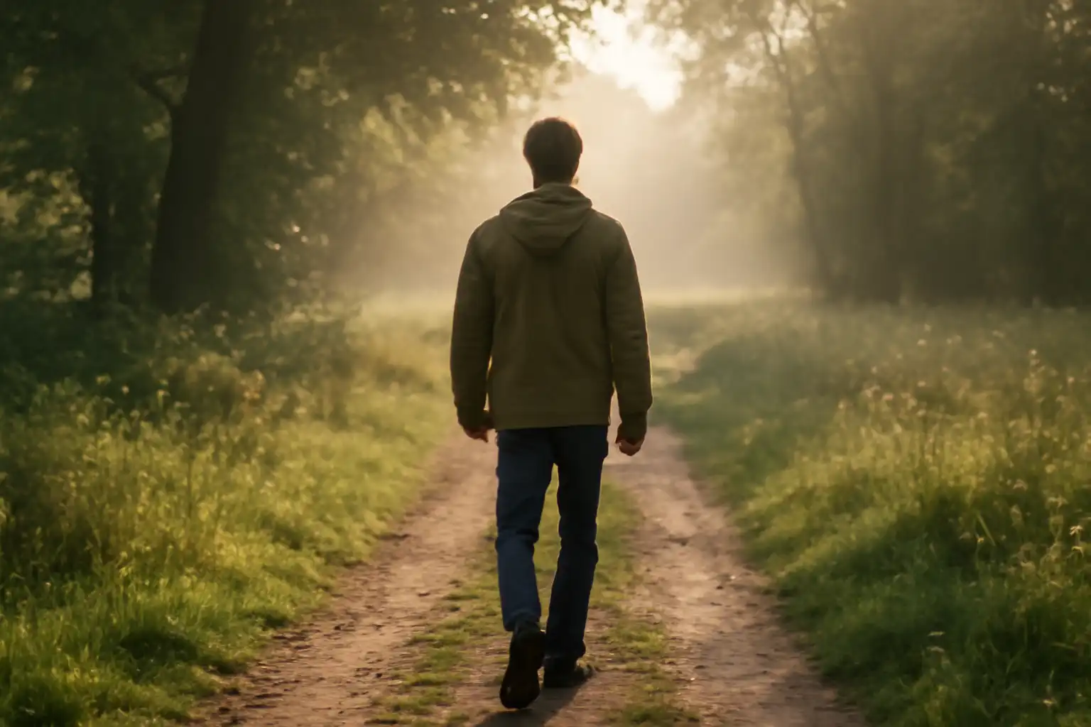 personne marche nature matin