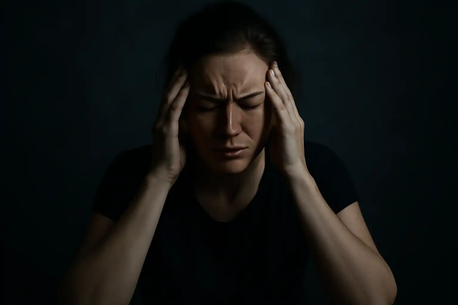 personne migraine sombre