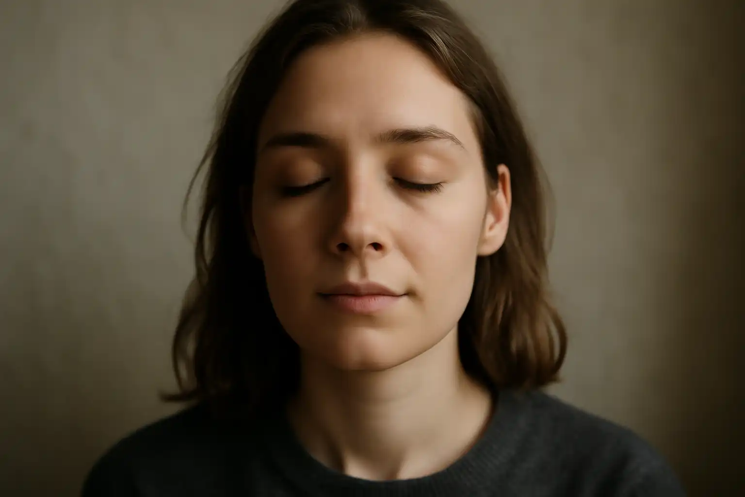 personne calme yeux fermés