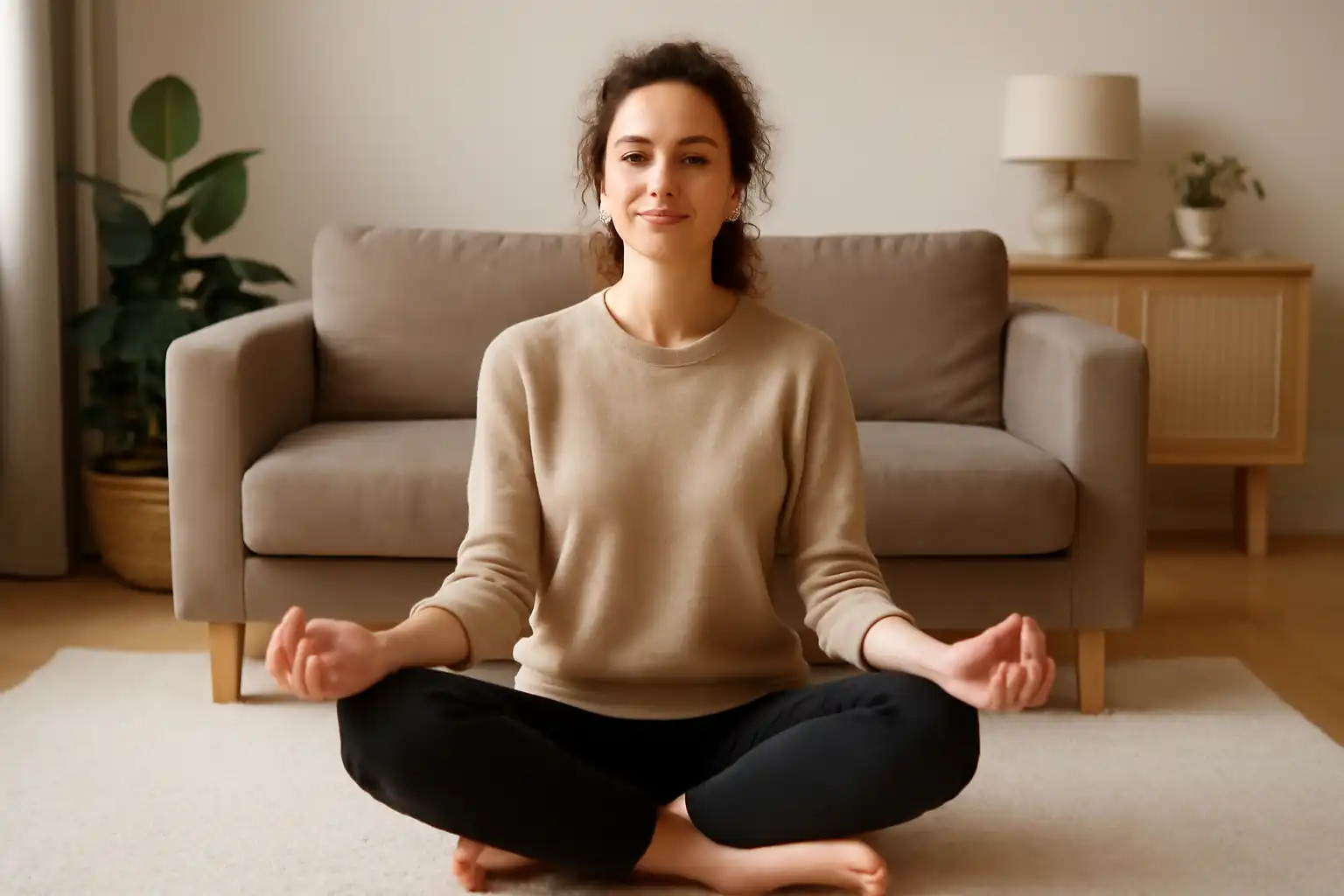 personne méditation salon calme