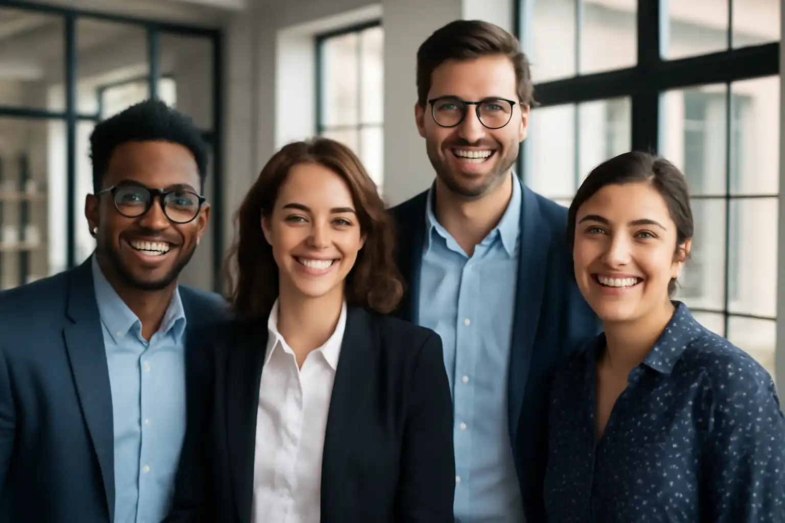 équipe travail souriante