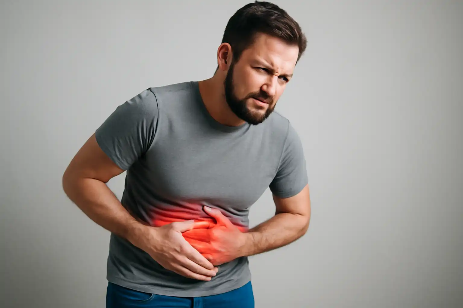 personne douleur abdomen droite