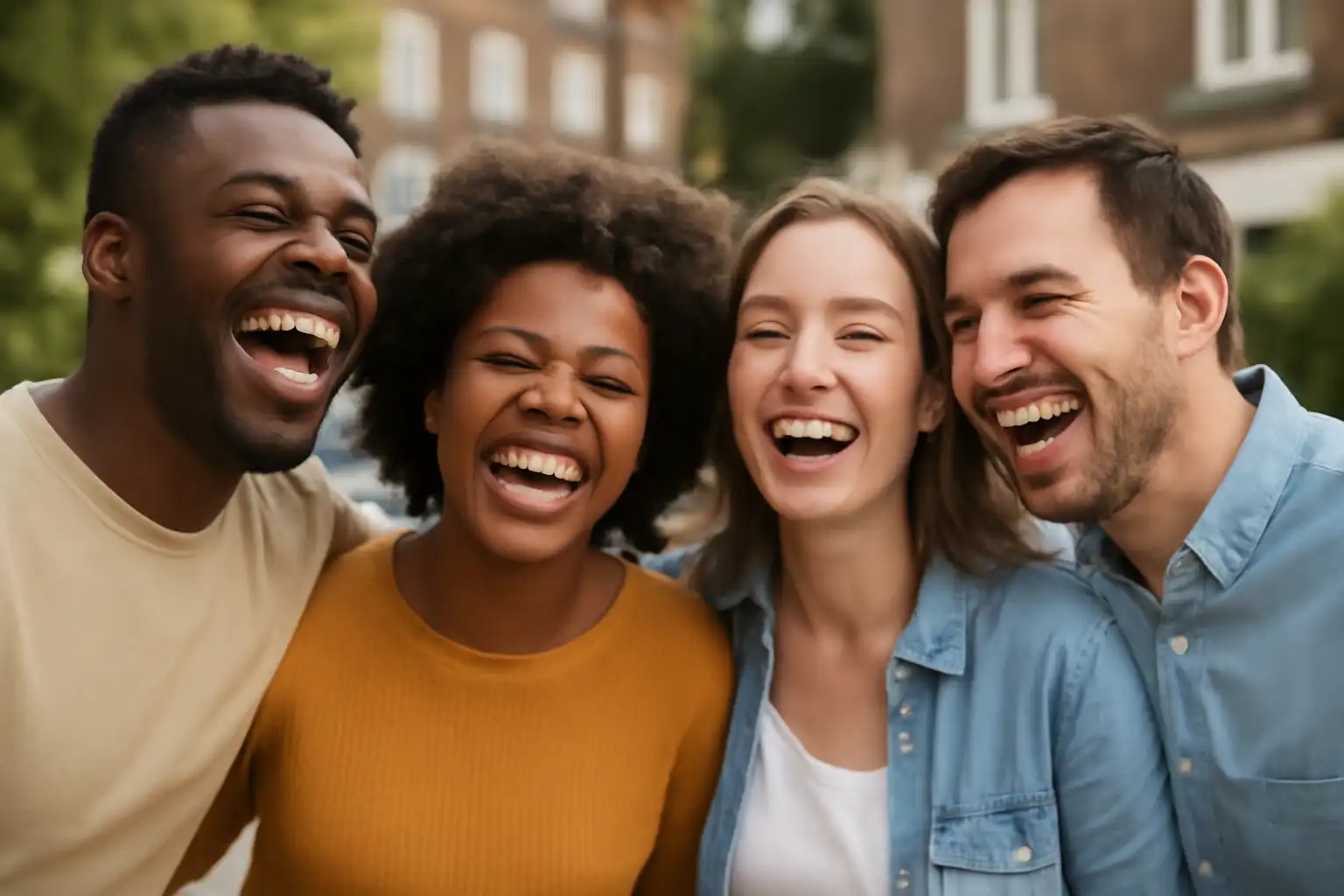 personne rire naturel groupe