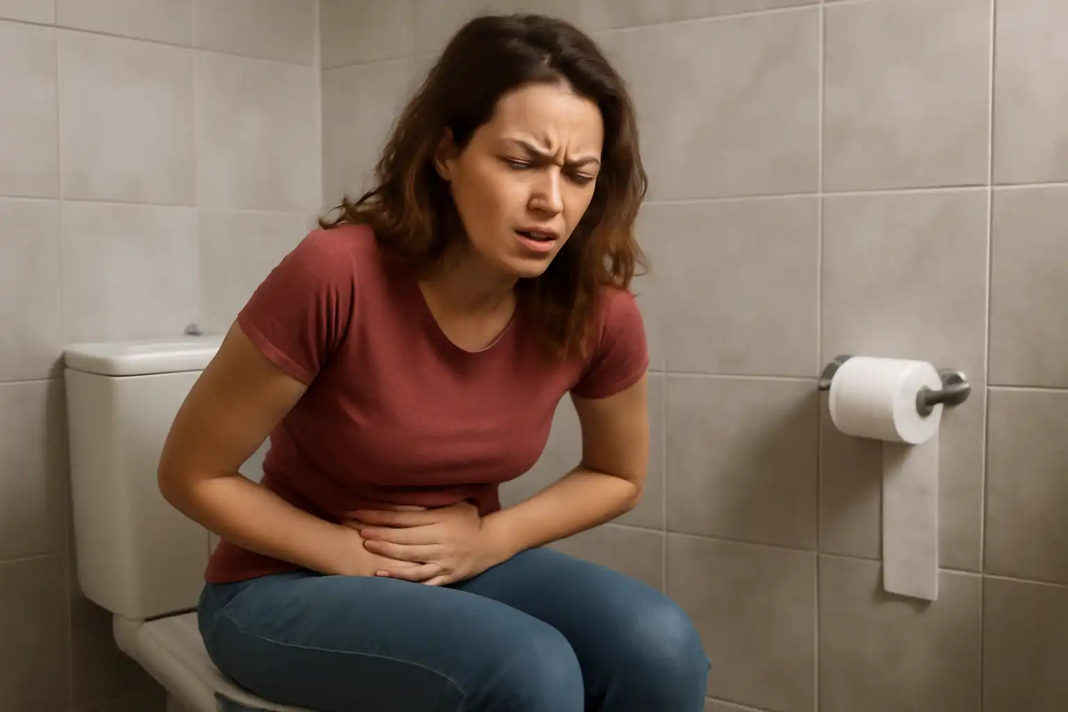 femme douleur bas ventre toilettes
