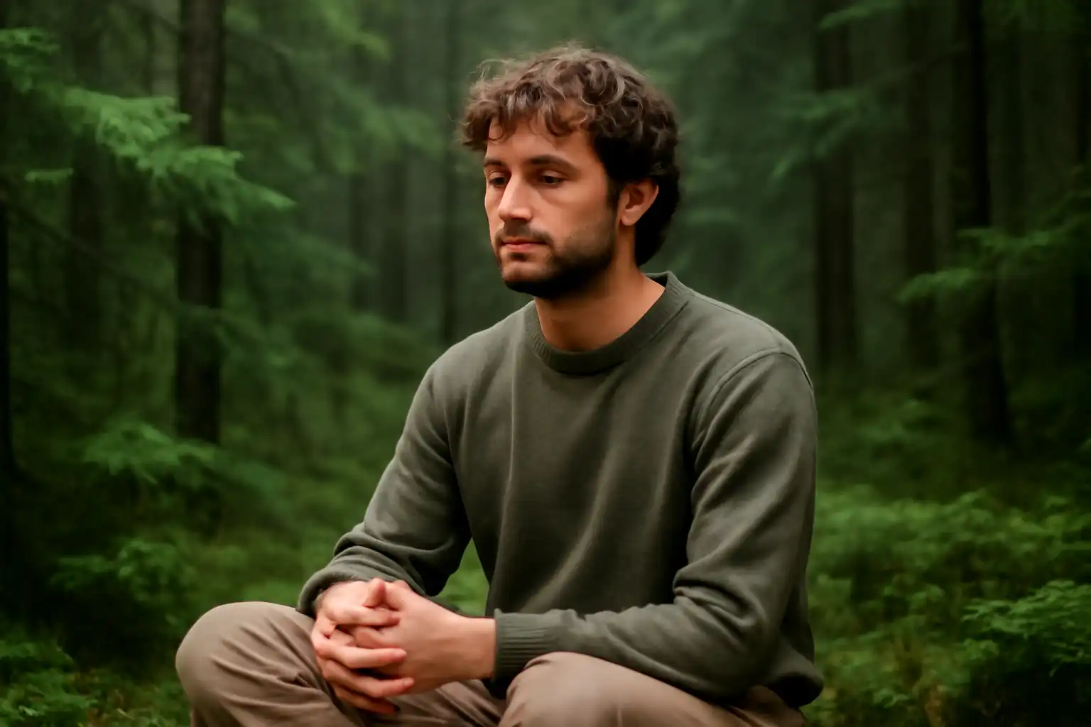 personne nature forêt calme